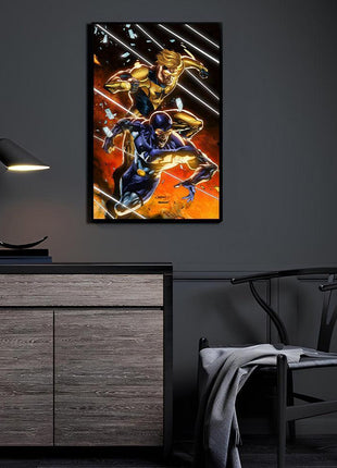 Booster Gold; Blue Beetle acrylic wall art by Jimbo Salgado