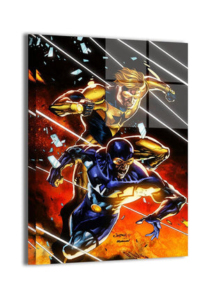 Booster Gold; Blue Beetle metal wall art by Jimbo Salgado