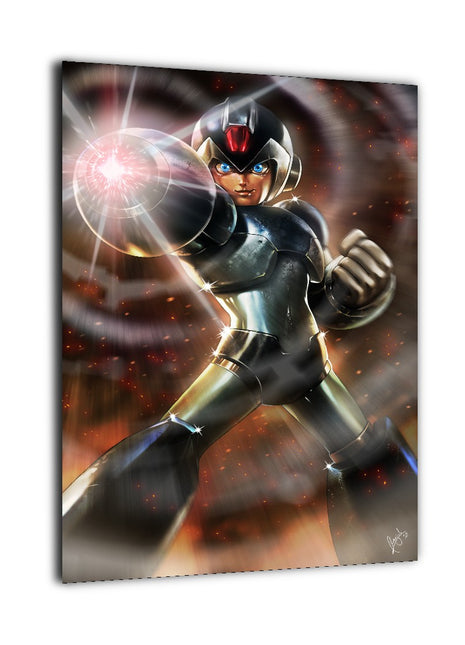 Blue Bomber Charge Mega Man canvas wall art mockup