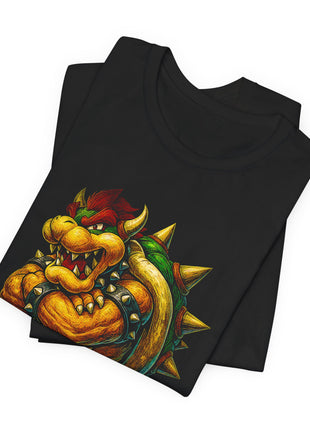 Folded view of the black Bowser King Koopa Portrait Graphic T-Shirt.
