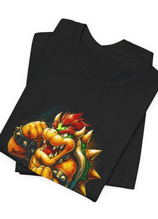 Folded view of the black Bowser Koopa Attack Graphic T-Shirt.