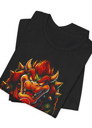 Folded view of the black Bowser Spiked Fury Graphic T-Shirt.