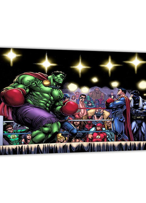 Hulk vs Superman canvas wall art by Ryan Pasibe