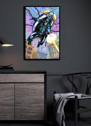 Bugship Pursuit Ted Kord Blue Beetle acrylic wall art with the Bug airship by Ray Racho