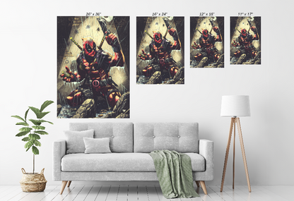 Bulletproof Sarcasm Canvas Print Size Chart– Deadpool Comic Art Print