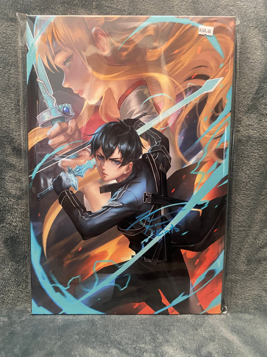 Kirito and Asuna 12x18 Canvas signed by Bryce Papenbrook - Snapping Turtle Gallery