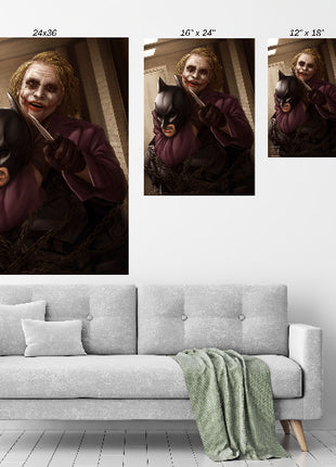 Joker & Batman Wall Art size comparison chart by Justine Cruz