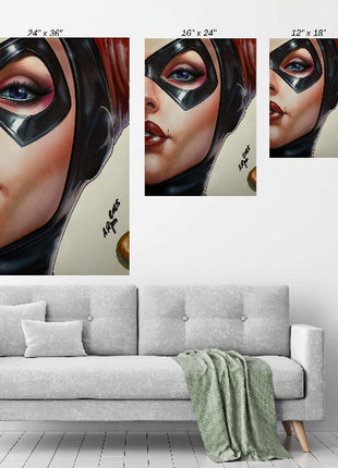 Harley Quinn Chaotic Ace Wall Art room display mockup by Aurelio Rigoni