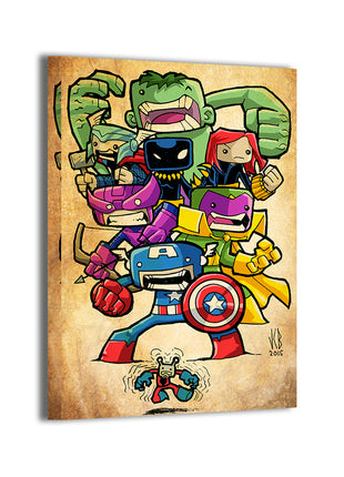 Chibi Heroes Wall Art Acrylic Print, Premium Wall Art by Snapping Turtle Gallery