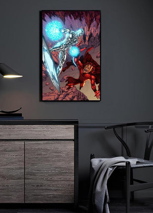 Chrome vs Crimson Silver Surfer and Mephisto Marvel wall art 3 by Geebo Vigonte
