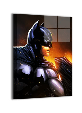 Cinder Knight Metal — Ember-lit Batman portrait with high contrast blacks; art by Michael Magallanes, colors by Nestor Redulla Jr.; modern sheen.