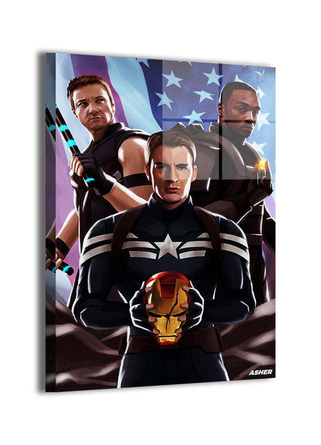 Civil Oath of the Sentinel Captain America, Falcon, and Hawkeye Marvel acrylic print by Ben Asher