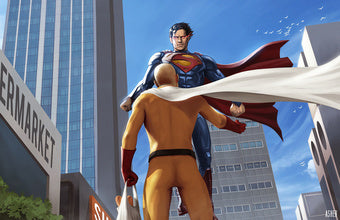 Shop Saitama vs Superman One Punch Man metal wall art by Ben Asher