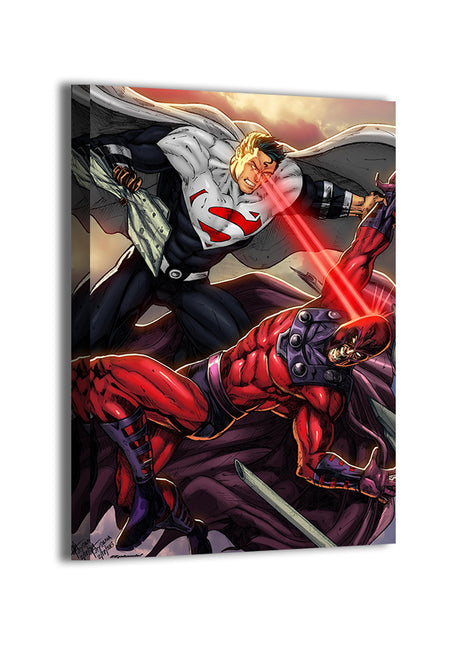 Clash of Power Superman vs Magneto wall art — Marvel vertical print by Jey Soliva, image 2.