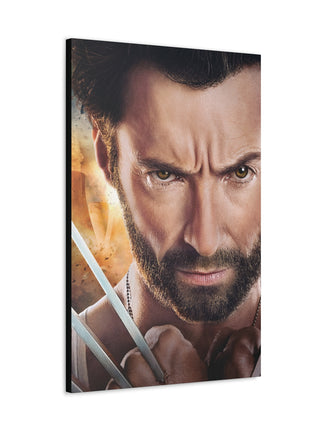 "Weapon X – Hugh Jackman Wolverine Claw Wall Art on canvas, acrylic, and metal – front view featuring Hugh Jackman as Wolverine with one claw extended in battle stance."
