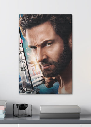 "The Wolverine – Hugh Jackman with Claw Out Wall Art on canvas, acrylic, and metal – front view featuring Hugh Jackman as Wolverine with one claw extended."
