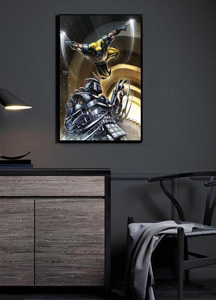 Claws of War Wolverine and Shredder Marvel wall art 3 by Ryan Pasibe