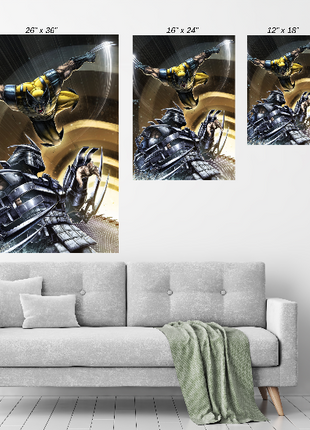 Claws of War Wolverine and Shredder Marvel wall art 4 by Ryan Pasibe