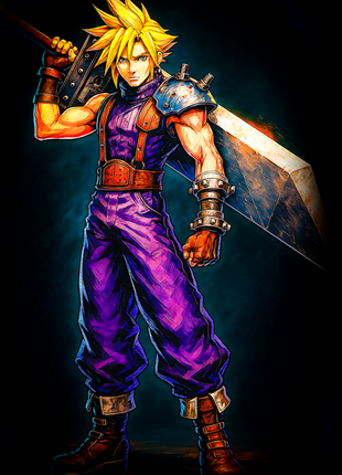 Cloud Strife Final Fantasy VII wall art in Acrylic, Canvas and Metal