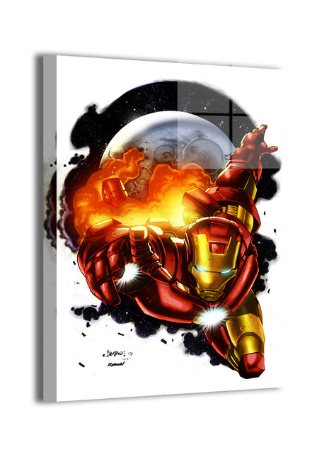 Cosmic Flight Iron Man wall art — Marvel vertical print by Jimbo Salgado, image 1.