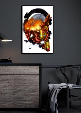 Cosmic Flight Iron Man wall art — Marvel vertical print by Jimbo Salgado, image 3.