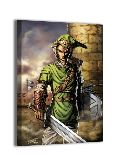 Link from Legend of Zelda by Geebo Vigonte, colors by Brian Valeza (Totz Valeza); gallery-wrapped, ready to hang.