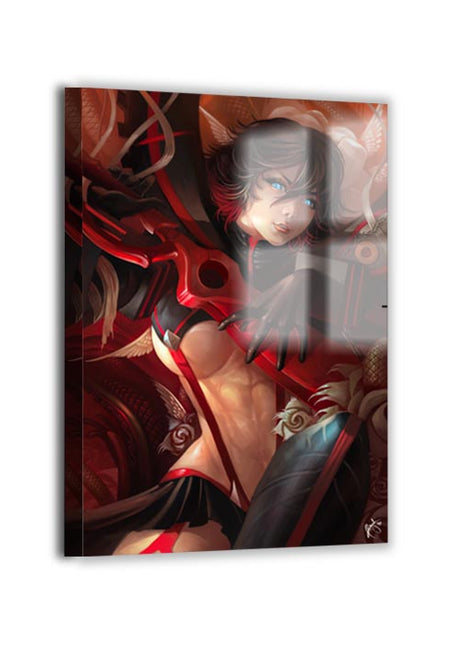 Large Metal print of Ryuko in scissor armor pose – anime style 24x36