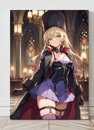 Mia Karnstein Code Vein Wall Art on canvas, acrylic, and metal – front view featuring a detailed anime portrait of Mia in her signature attire.
