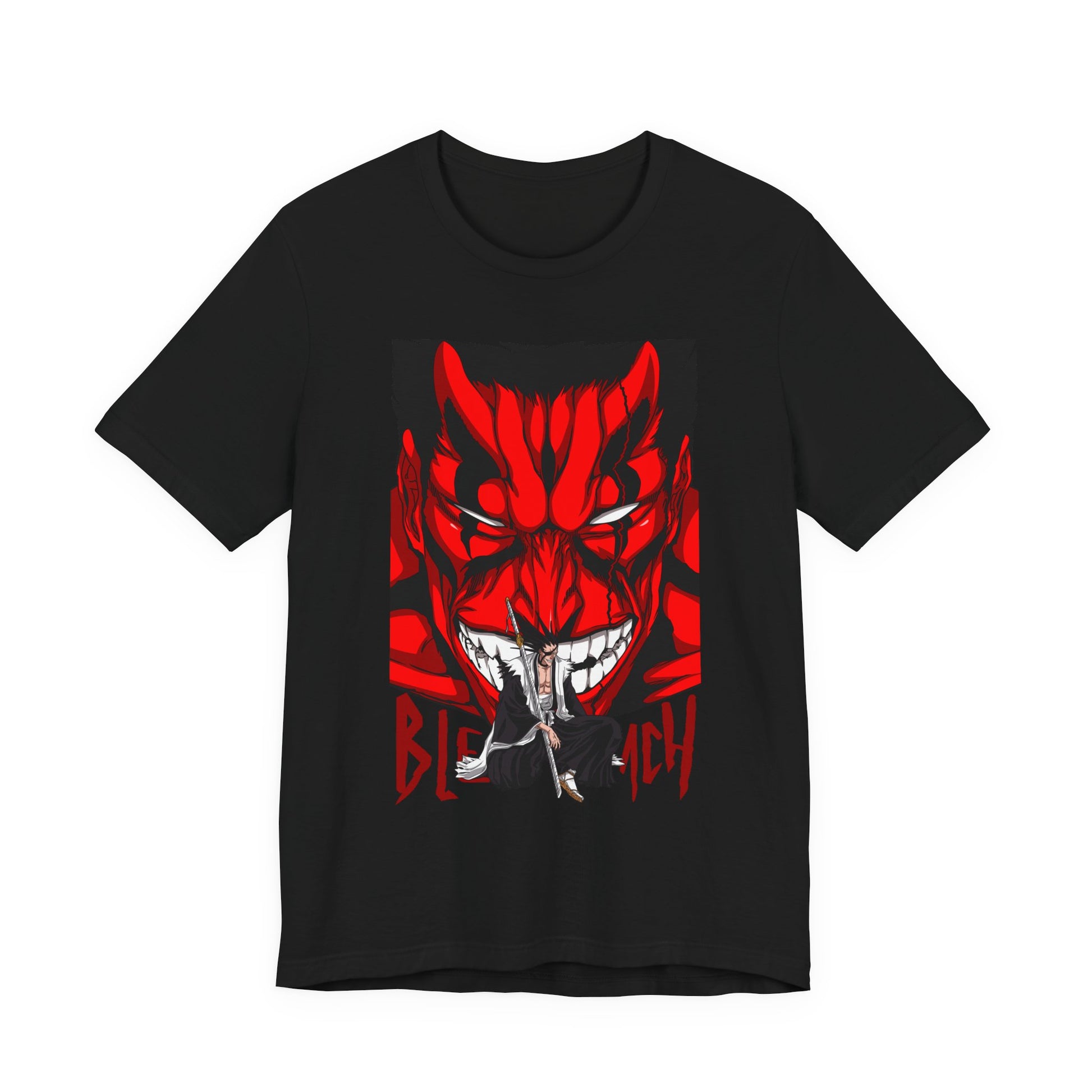 Alt: Crimson Demon Samurai Anime Shirt on black, side view, anime clothing by Snapping Turtle Gallery

