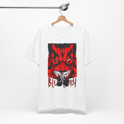 Alt: Crimson Demon Samurai Anime Shirt on white, back view, anime collector tee by Snapping Turtle Gallery

