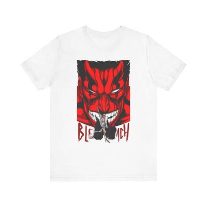 Alt: Crimson Demon Samurai Anime Shirt printed on white, front view, anime apparel by Snapping Turtle Gallery


