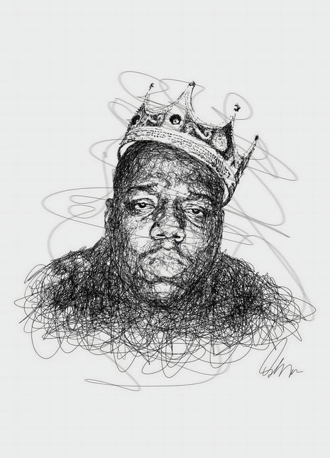 Crown in a Tangle: centers a forward-facing man beneath a large tilted crown.