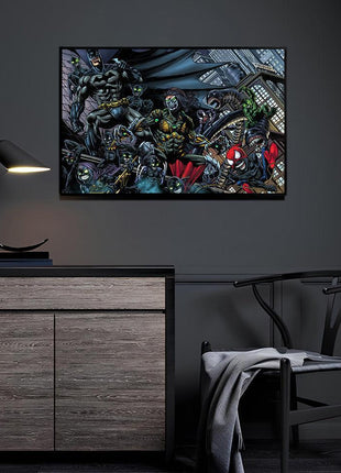 Dark City Descent wall art featuring Batman & The Darkness — room display mockup