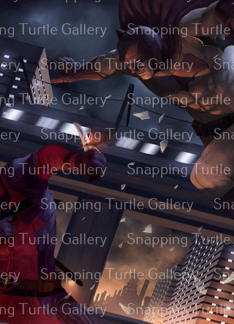 Deadpool battles The Dark Knight