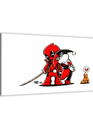 Deadpool & Harley Quinn Chibi Wall Art gloss canvas print by Rick Basaldua