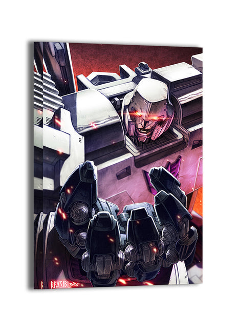 Decepticon-style robot leader in intense comic detail – 16x24 canvas