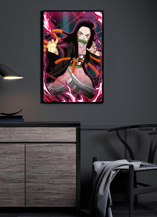 Demon Guardian Nezuko Wall Art featuring Nezuko Kamado using Blood Demon Art on 3mm Ultra-HD acrylic, artwork by Emmanuel Centeno.