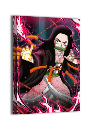 Demon Guardian Nezuko Wall Art featuring Nezuko Kamado using Blood Demon Art on hand-stretched gloss canvas, artwork by Emmanuel Centeno.