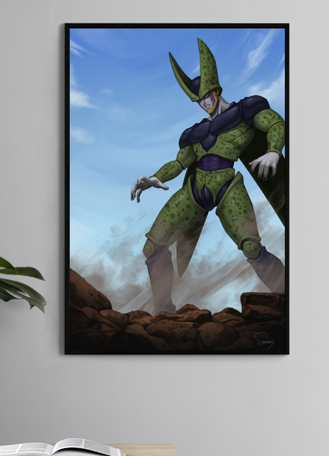 Alt: Perfect Cell looking down with menace – 11x17 DBZ villain print