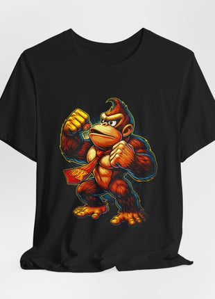 Draped front view of the black Donkey Kong DK Power Pose Graphic T-Shirt.