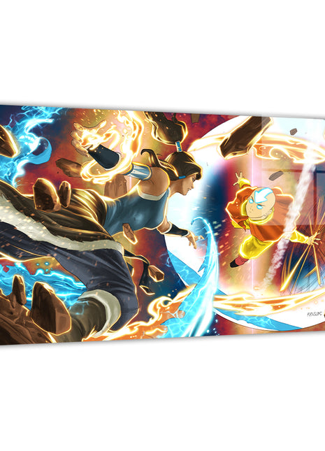 Elemental Clash Wall Art Metal Print – Aang vs Korra by Ryan Pasibe