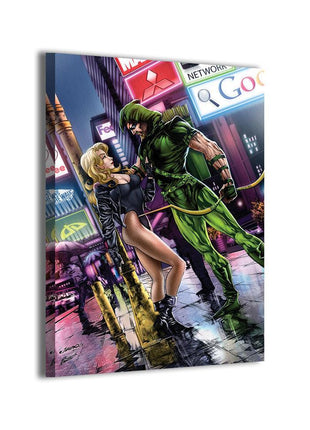 Black Canary and Green Arrow canvas wall art with Oliver Queen and Dinah Lance by Jimbo Salgado