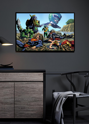 Emerald Dragon Champion crossover artwork by Geebo Vigonte displayed in a modern room.