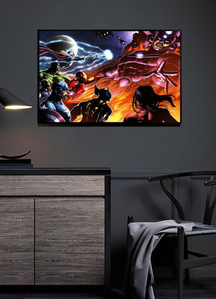 Final Confrontation Avengers vs Galactus — Avengers battling Galactus Marvel wall art by Jimbo Salgado