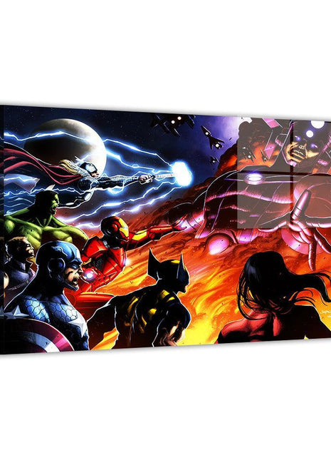 Final Confrontation Avengers vs Galactus — Avengers battling Galactus Marvel wall art by Jimbo Salgado