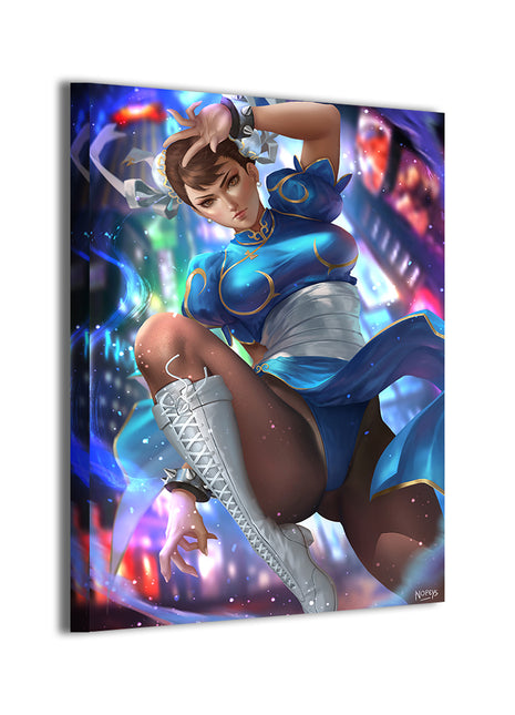 Canvas wall art of the First Lady of Fighting Games showcasing an iconic female fighting game legend, premium canvas print artwork by Nopeys