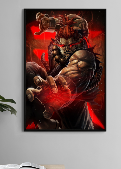 Akuma from Street Fighter unleashing a red-energy attack in this 11x17 artwork by Ceasar.

