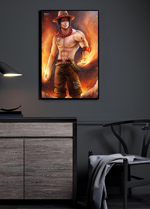 Flamebound Ace (Portgas D. Ace by Nopeys) displayed in a modern anime collector room.