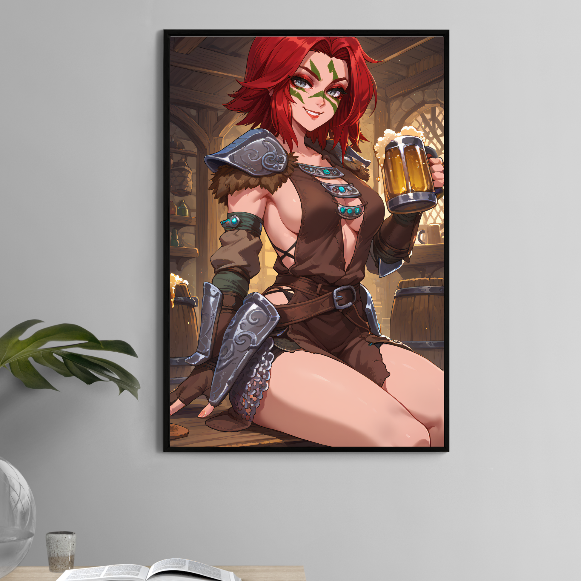 Forest Huntress Tavern 11x17 Poster Print – Fantasy Warrior Wall Art
