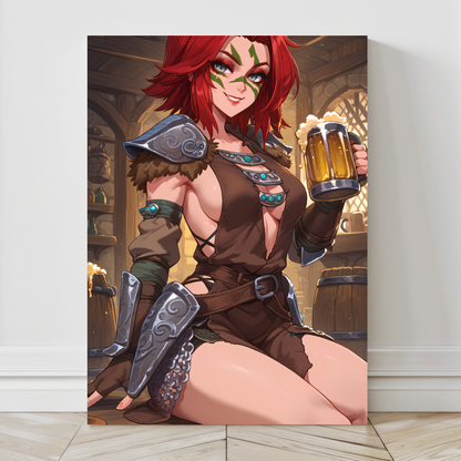 Forest Huntress Tavern 16x24 Canvas Wall Art – Fantasy Warrior Decor